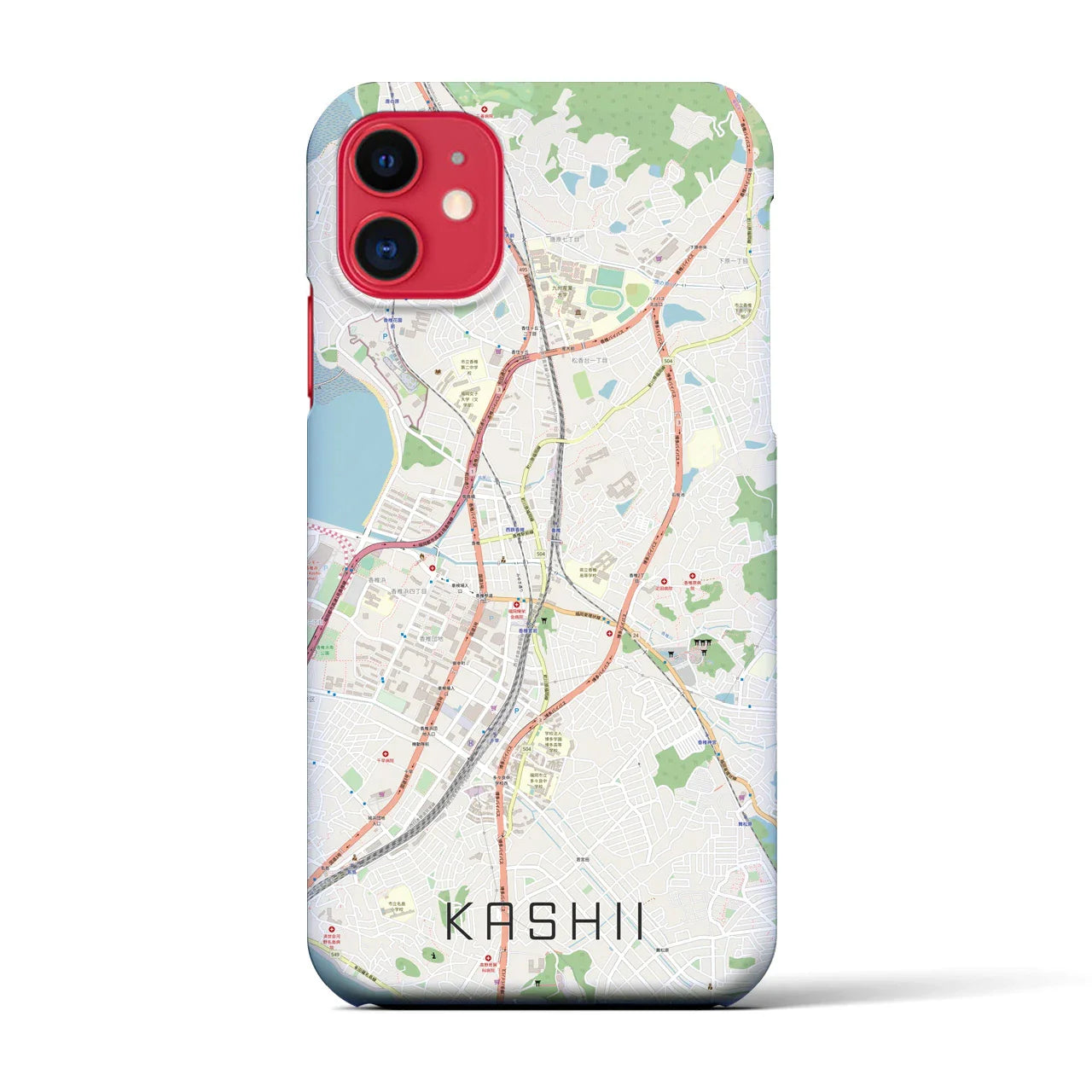 【香椎(福岡県)】地図柄iPhoneケース(バックカバータイプ)