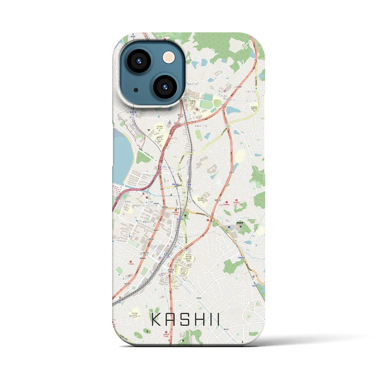 【香椎(福岡県)】地図柄iPhoneケース(バックカバータイプ)