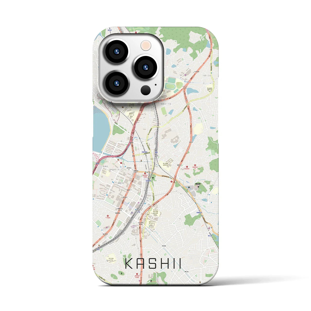 【香椎(福岡県)】地図柄iPhoneケース(バックカバータイプ)