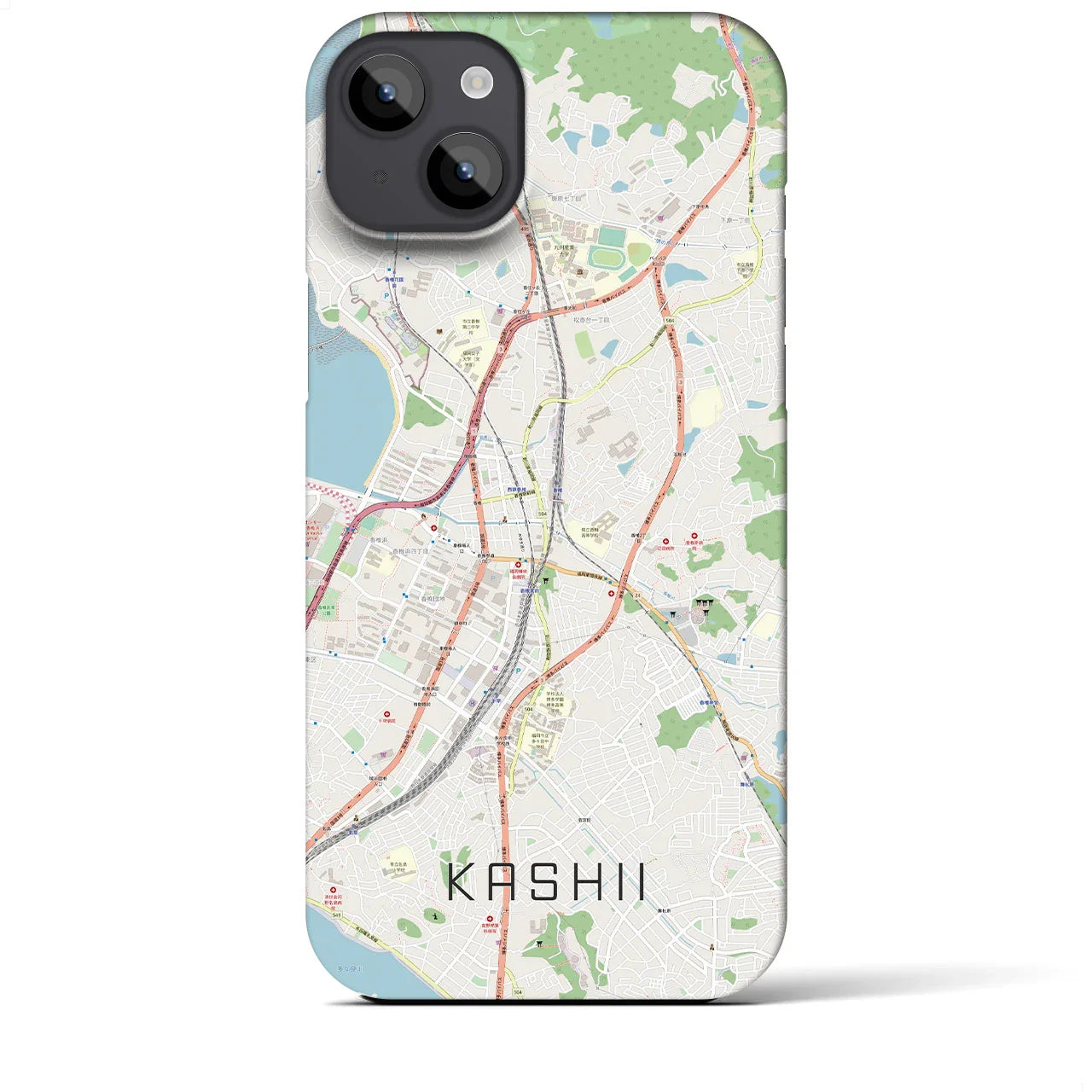 【香椎(福岡県)】地図柄iPhoneケース(バックカバータイプ)