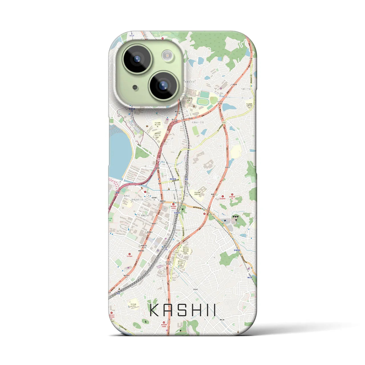 【香椎(福岡県)】地図柄iPhoneケース(バックカバータイプ)