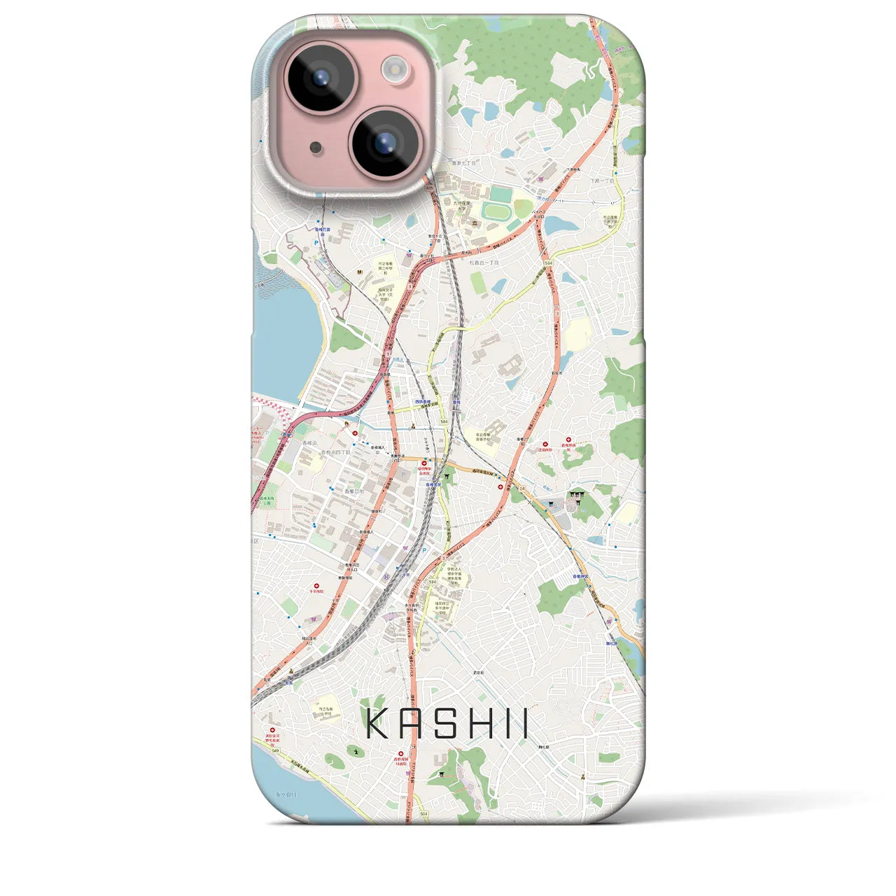 【香椎(福岡県)】地図柄iPhoneケース(バックカバータイプ)