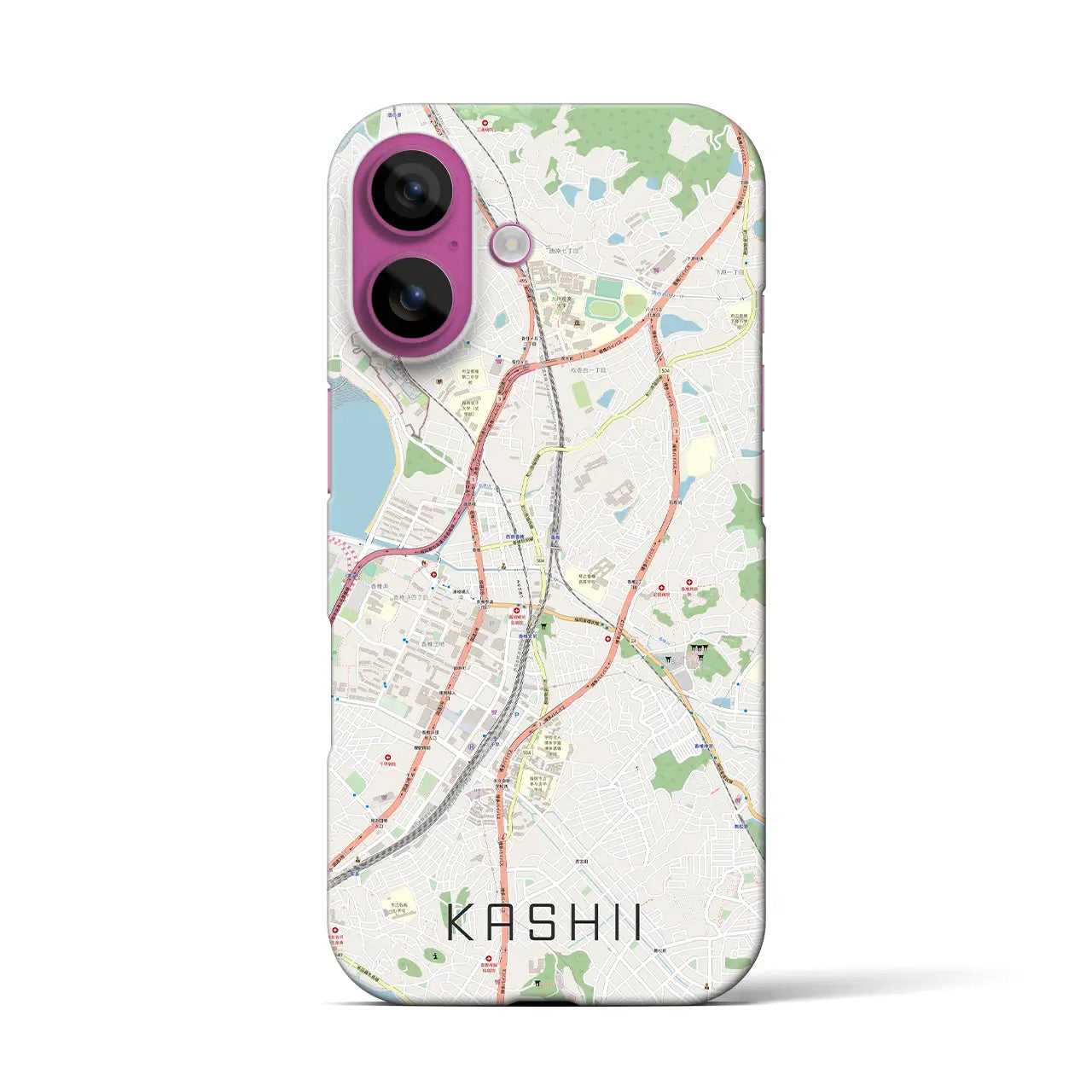 【香椎(福岡県)】地図柄iPhoneケース(バックカバータイプ)