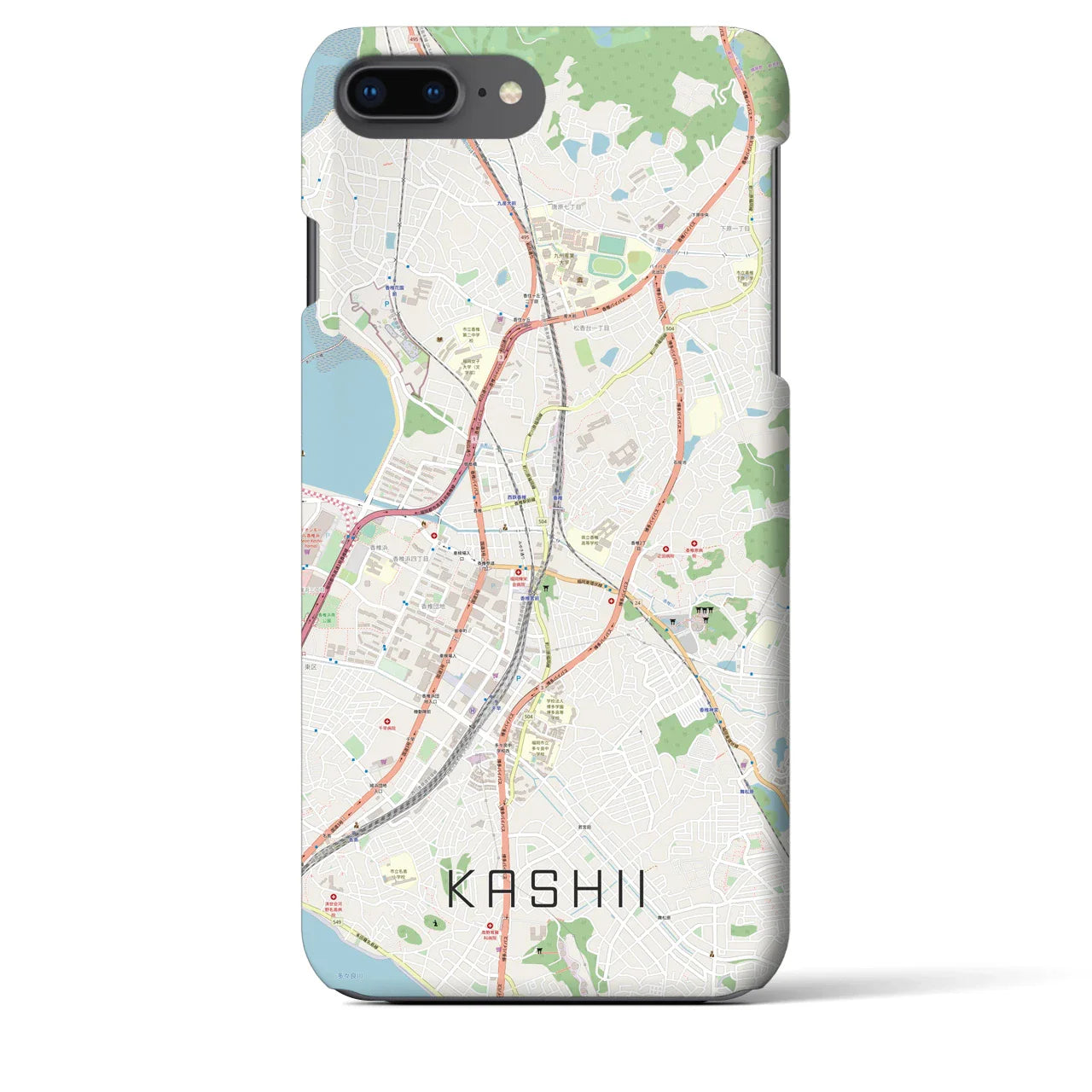 【香椎(福岡県)】地図柄iPhoneケース(バックカバータイプ)