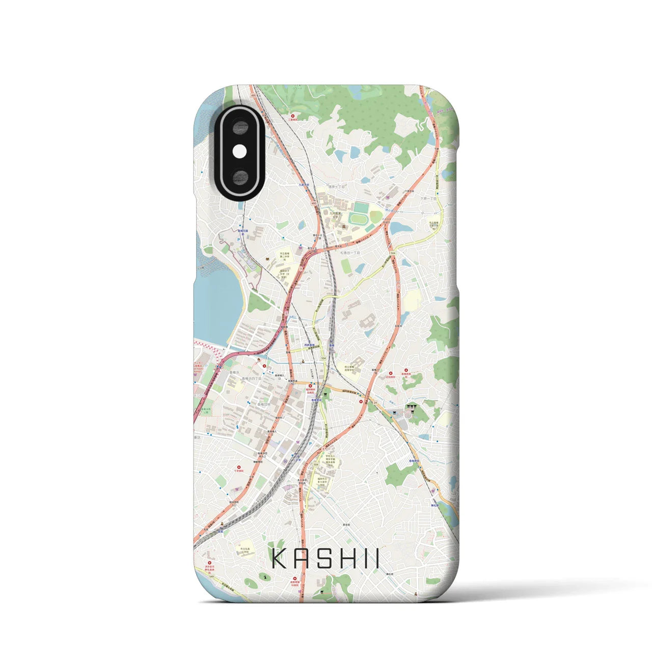 【香椎(福岡県)】地図柄iPhoneケース(バックカバータイプ)