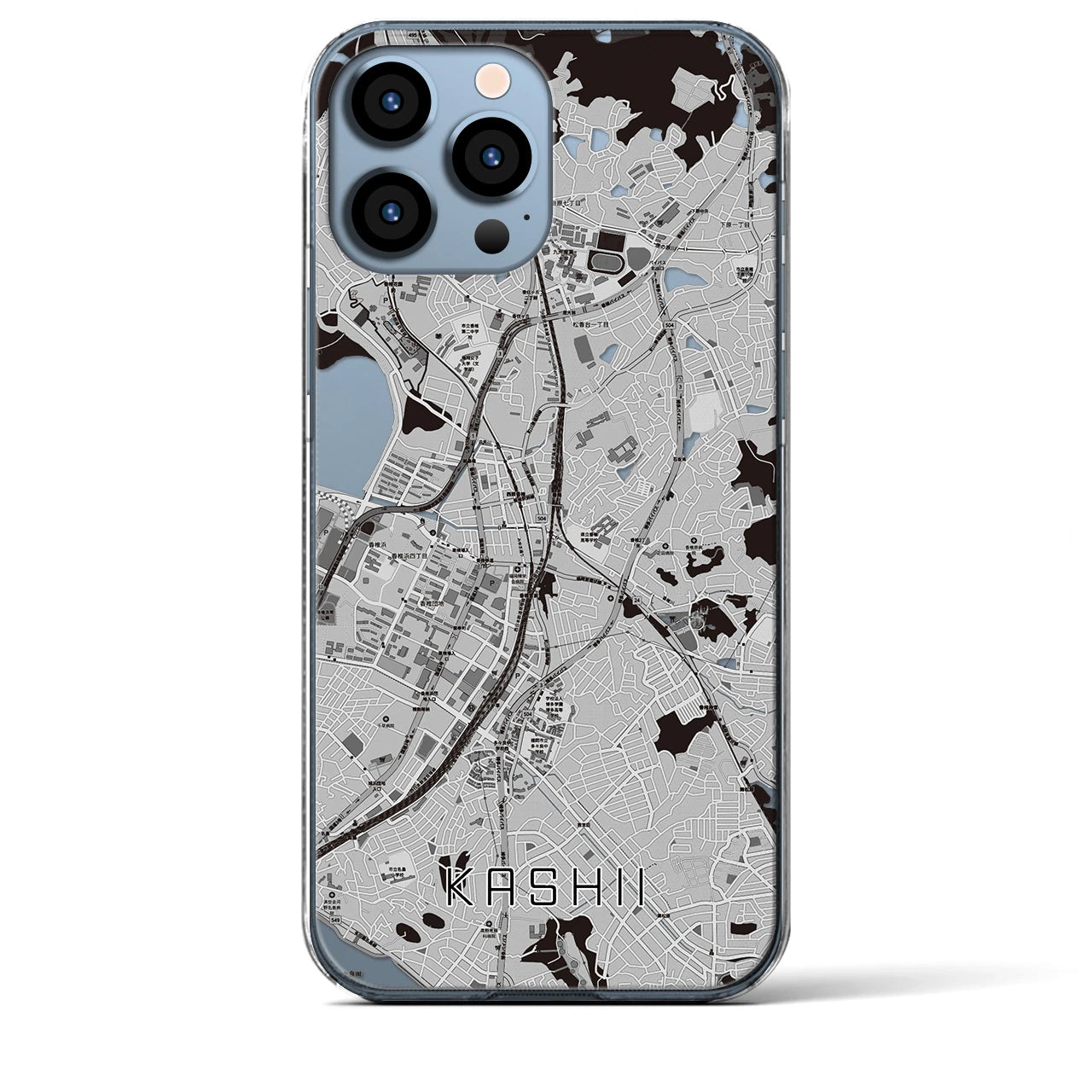 【香椎(福岡県)】地図柄iPhoneケース(クリアタイプ)