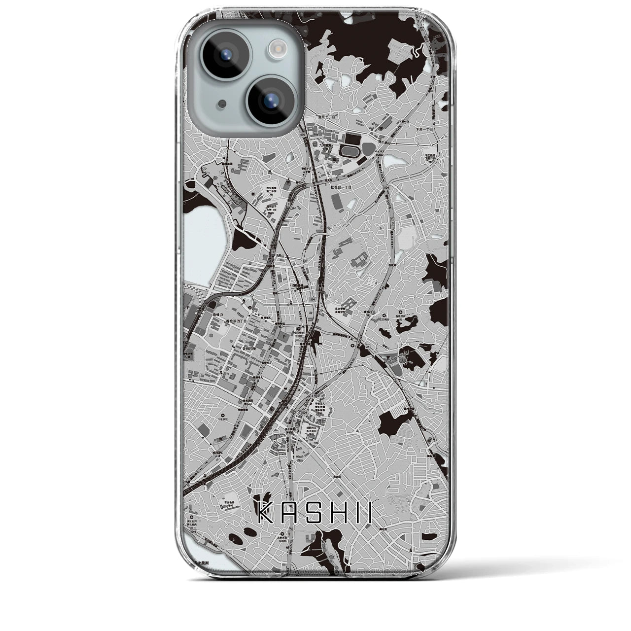 【香椎(福岡県)】地図柄iPhoneケース(クリアタイプ)