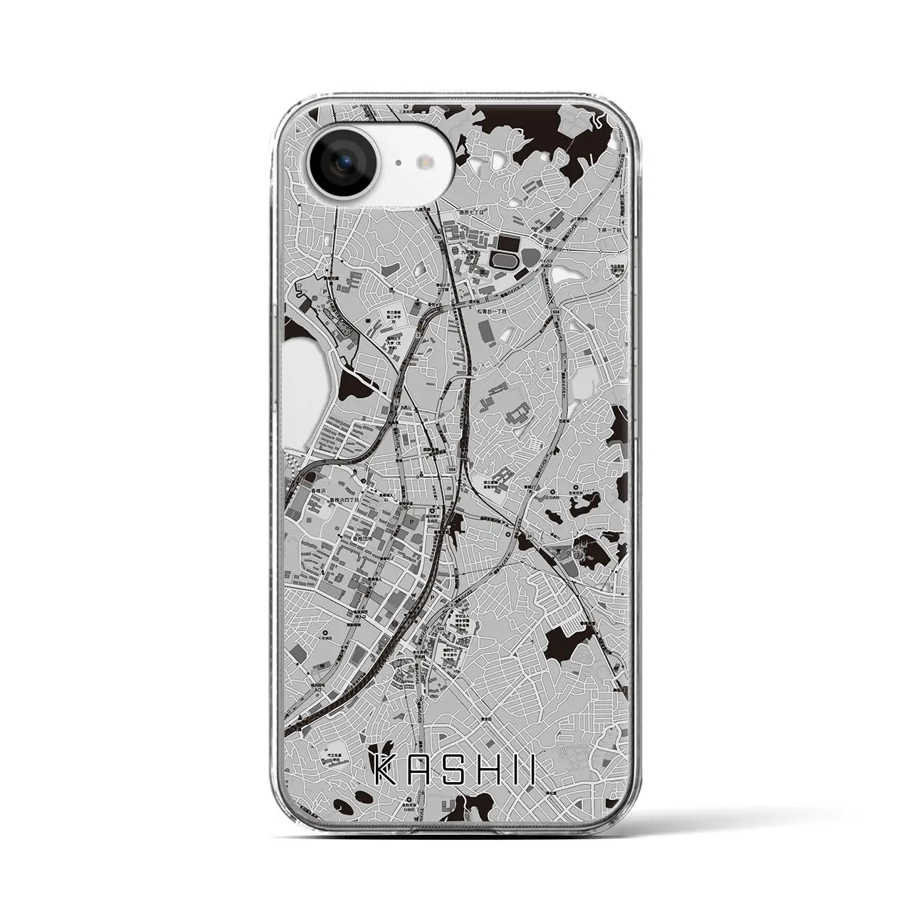 【香椎(福岡県)】地図柄iPhoneケース(クリアタイプ)