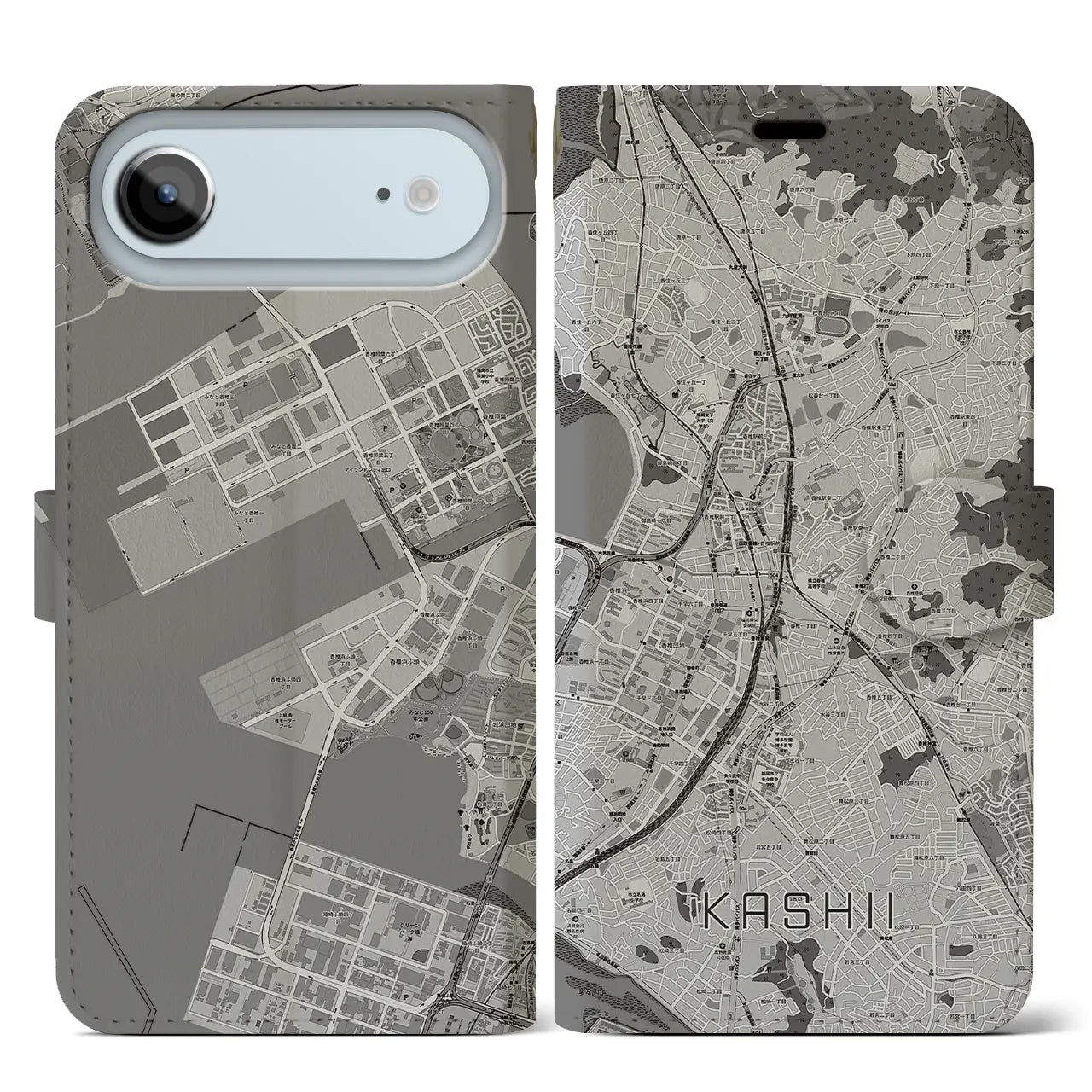 【香椎(福岡県)】地図柄iPhoneケース(手帳タイプ)