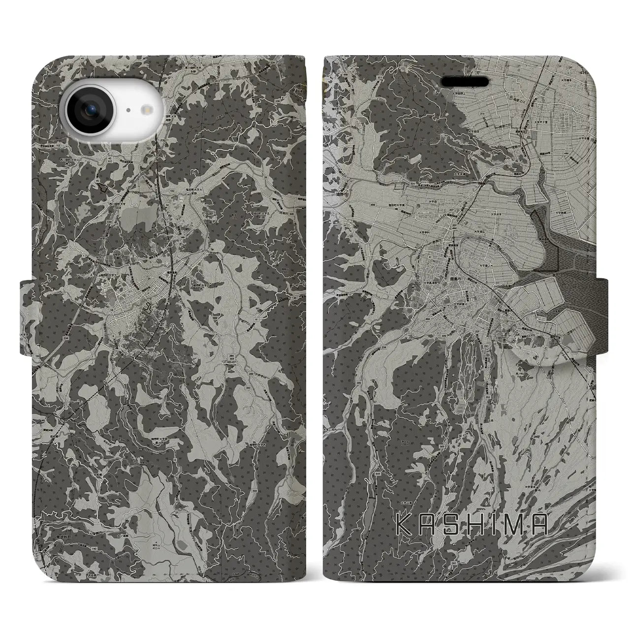 【鹿島(佐賀県)】地図柄iPhoneケース(手帳タイプ)