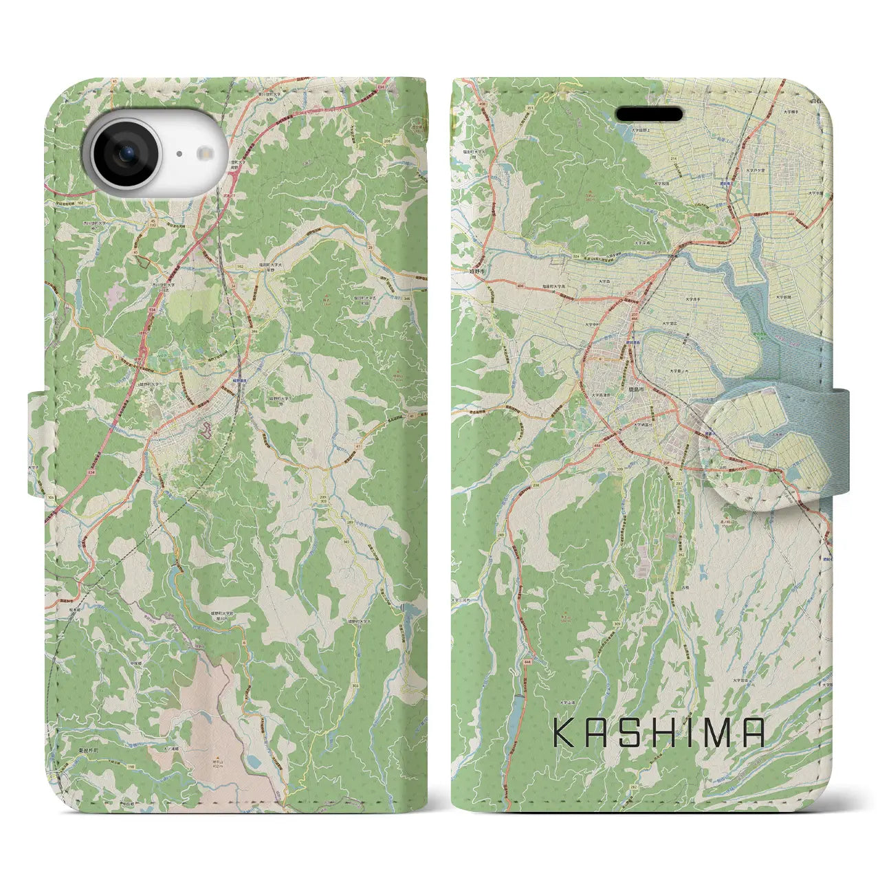 【鹿島(佐賀県)】地図柄iPhoneケース(手帳タイプ)