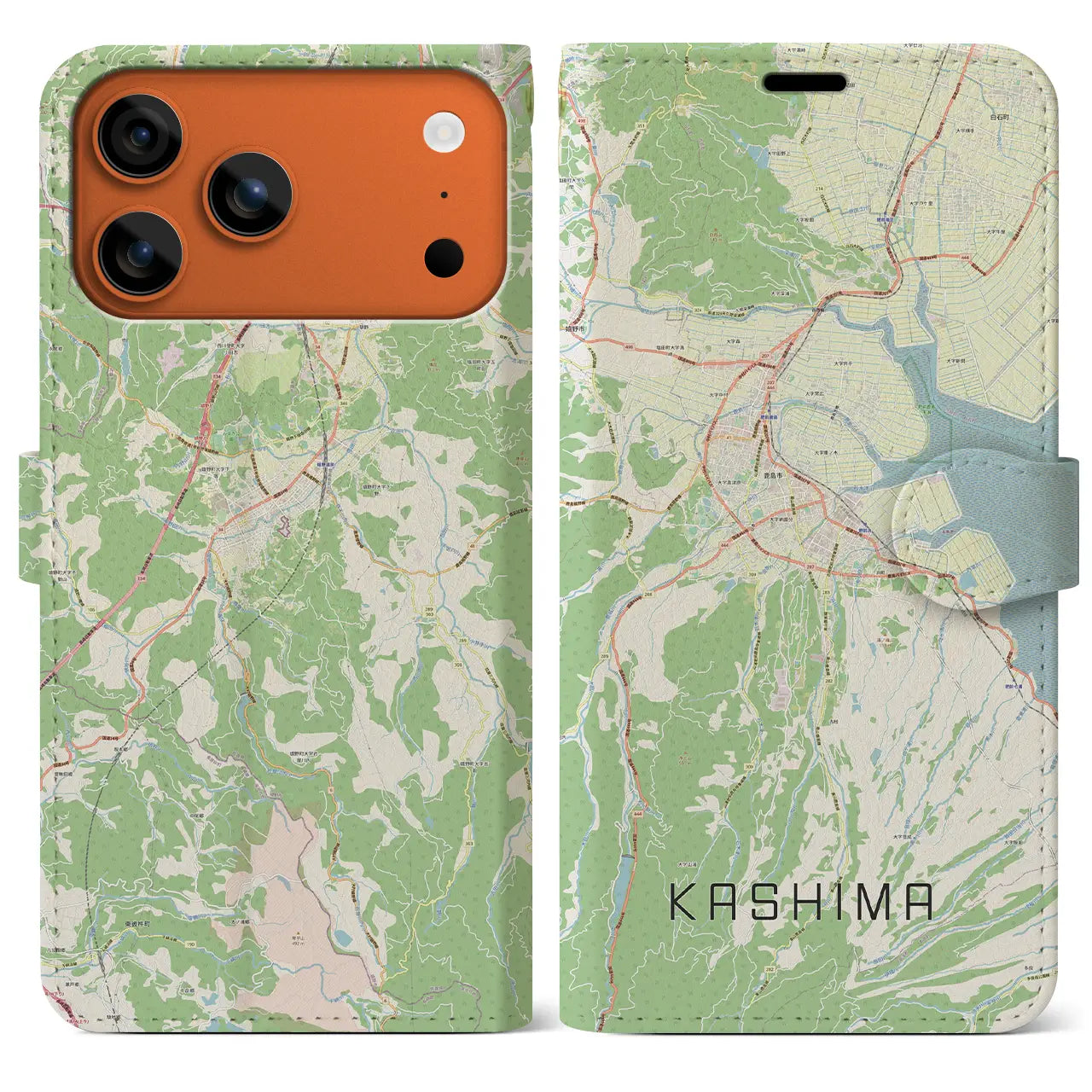 【鹿島(佐賀県)】地図柄iPhoneケース(手帳タイプ)