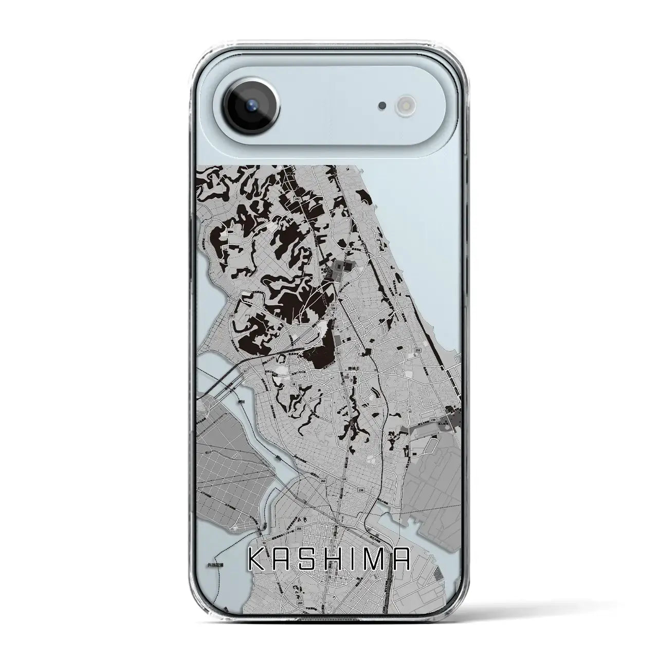 【鹿島(茨城県)】地図柄iPhoneケース(クリアタイプ)モノトーン・iPhone 17 Pro Max 用