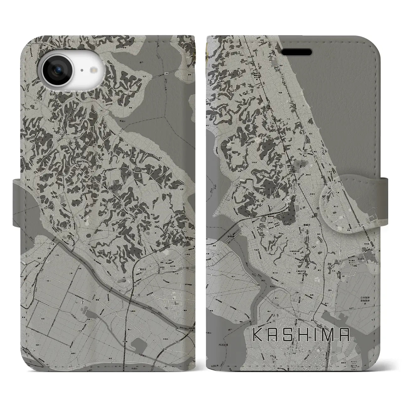 【鹿島(茨城県)】地図柄iPhoneケース(手帳タイプ)