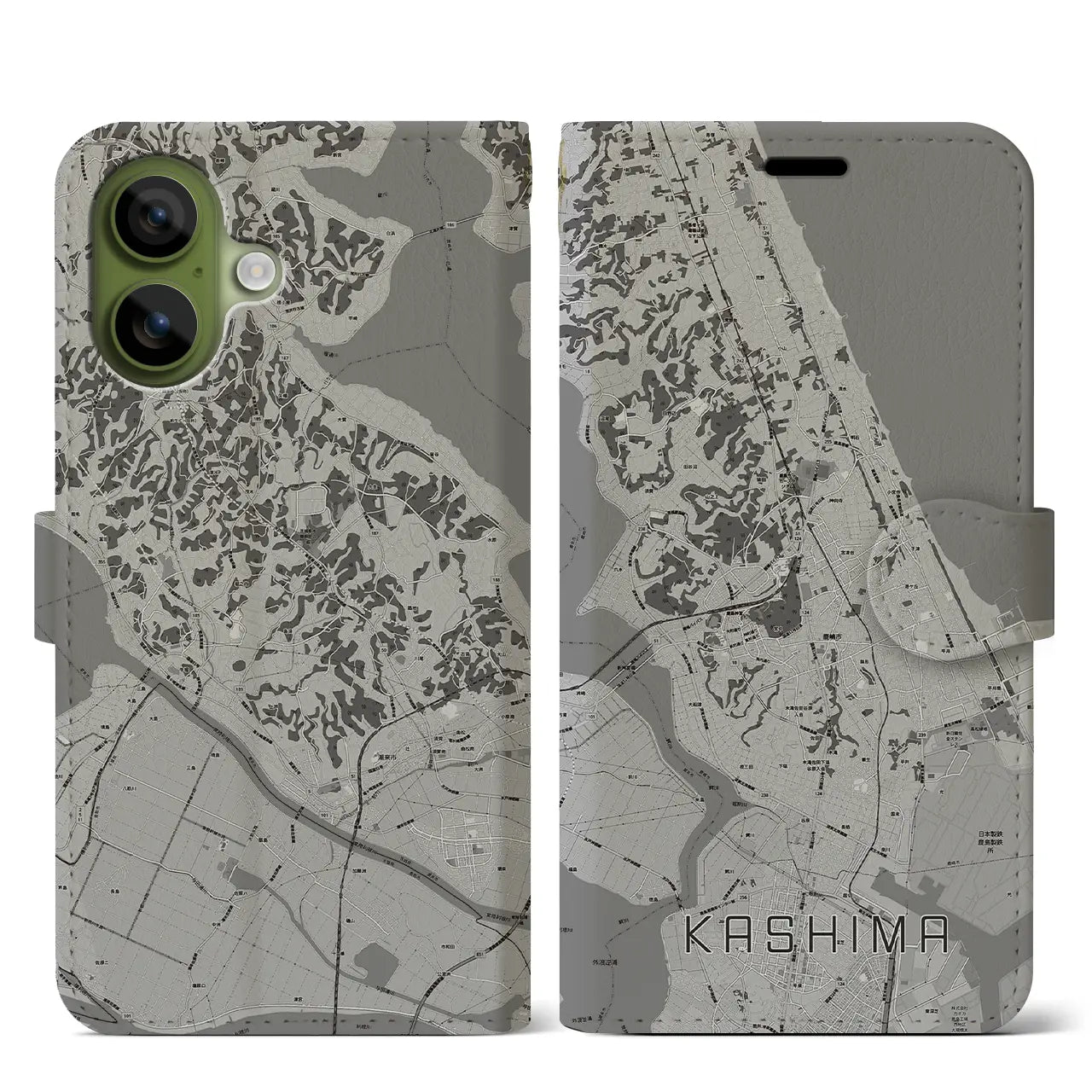 【鹿島(茨城県)】地図柄iPhoneケース(手帳タイプ)