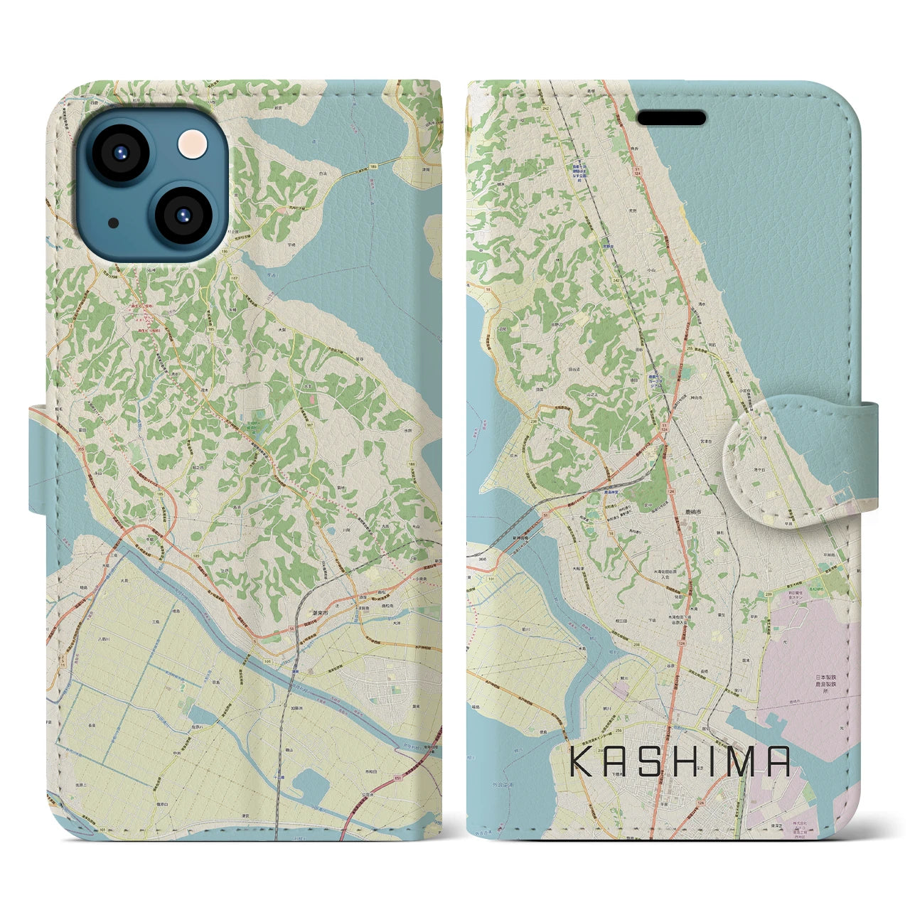 【鹿島(茨城県)】地図柄iPhoneケース(手帳タイプ)