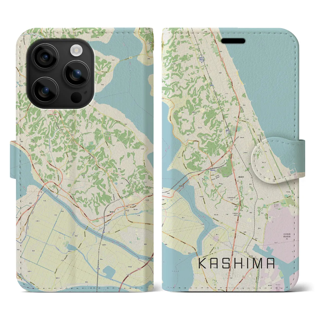 【鹿島(茨城県)】地図柄iPhoneケース(手帳タイプ)ナチュラル・iPhone 16 用