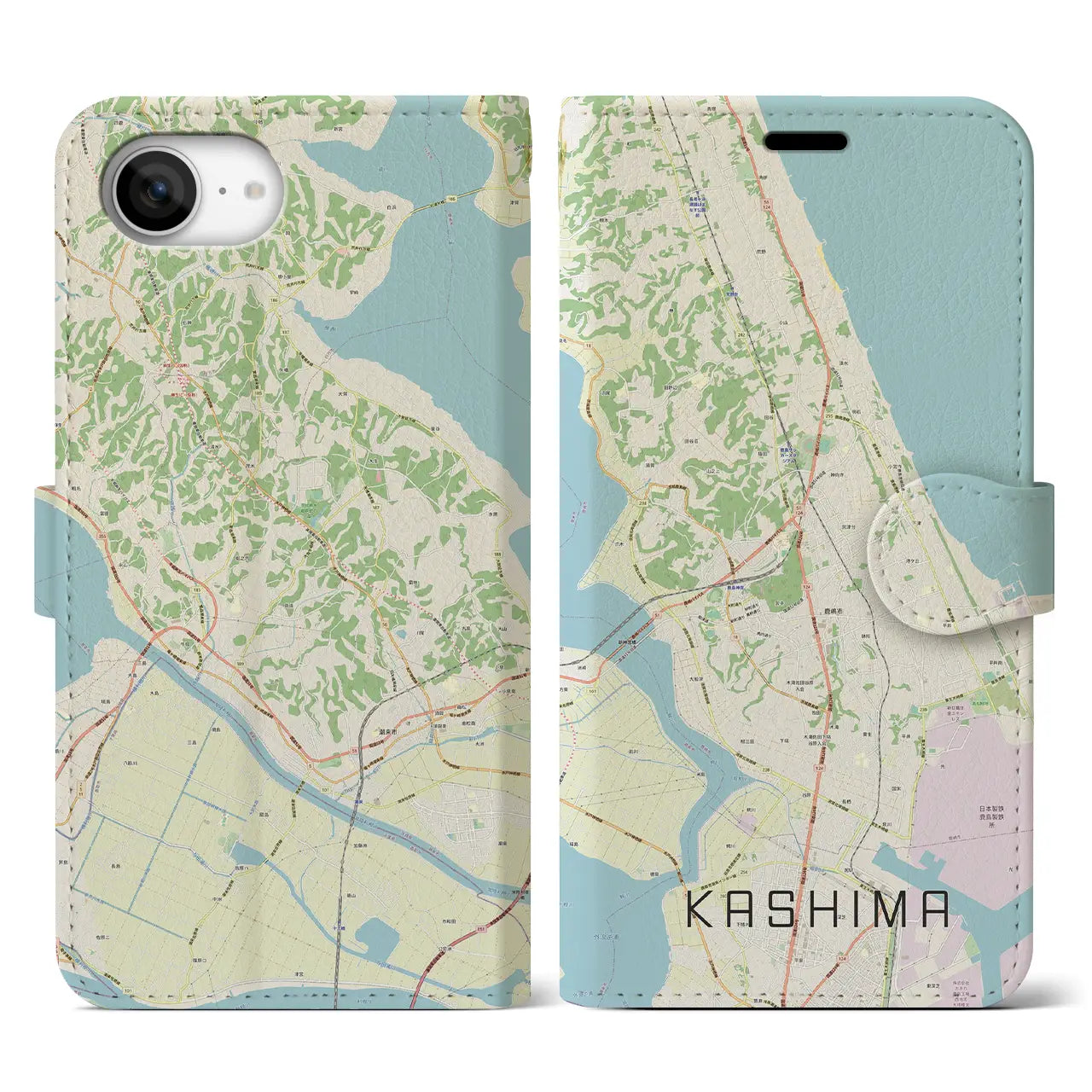 【鹿島(茨城県)】地図柄iPhoneケース(手帳タイプ)