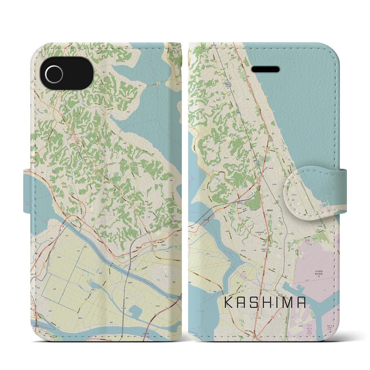 【鹿島(茨城県)】地図柄iPhoneケース(手帳タイプ)