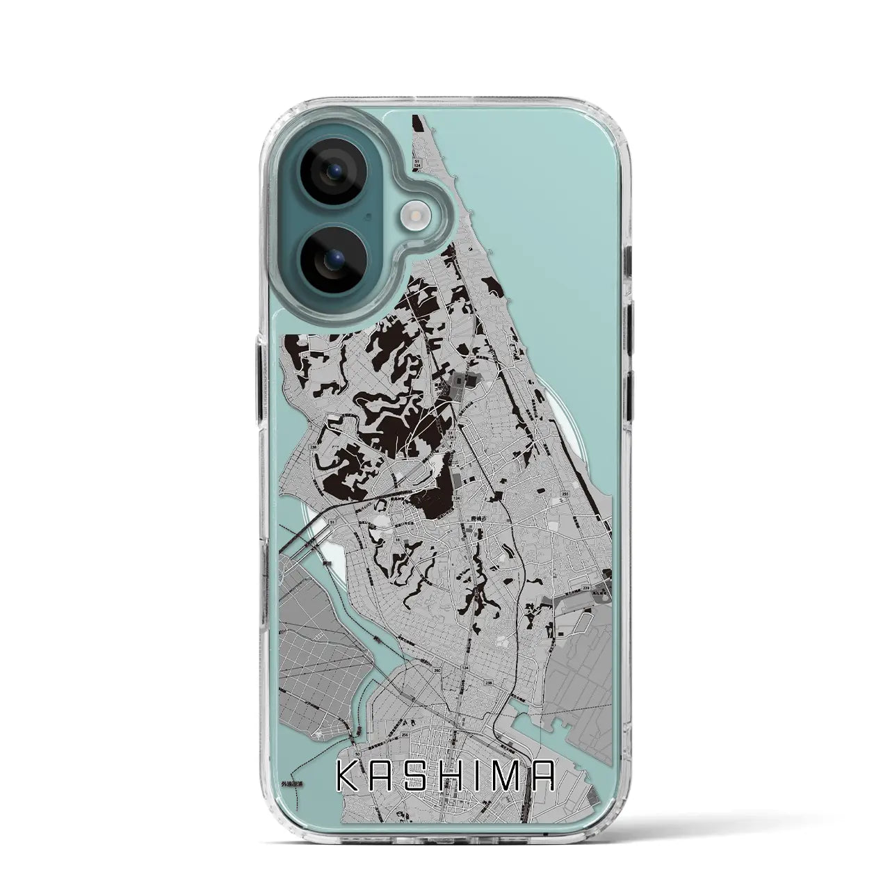 【鹿島(茨城県)】地図柄iPhoneケース(MagSafeタイプ)モノトーン・iPhone 16 Pro 用