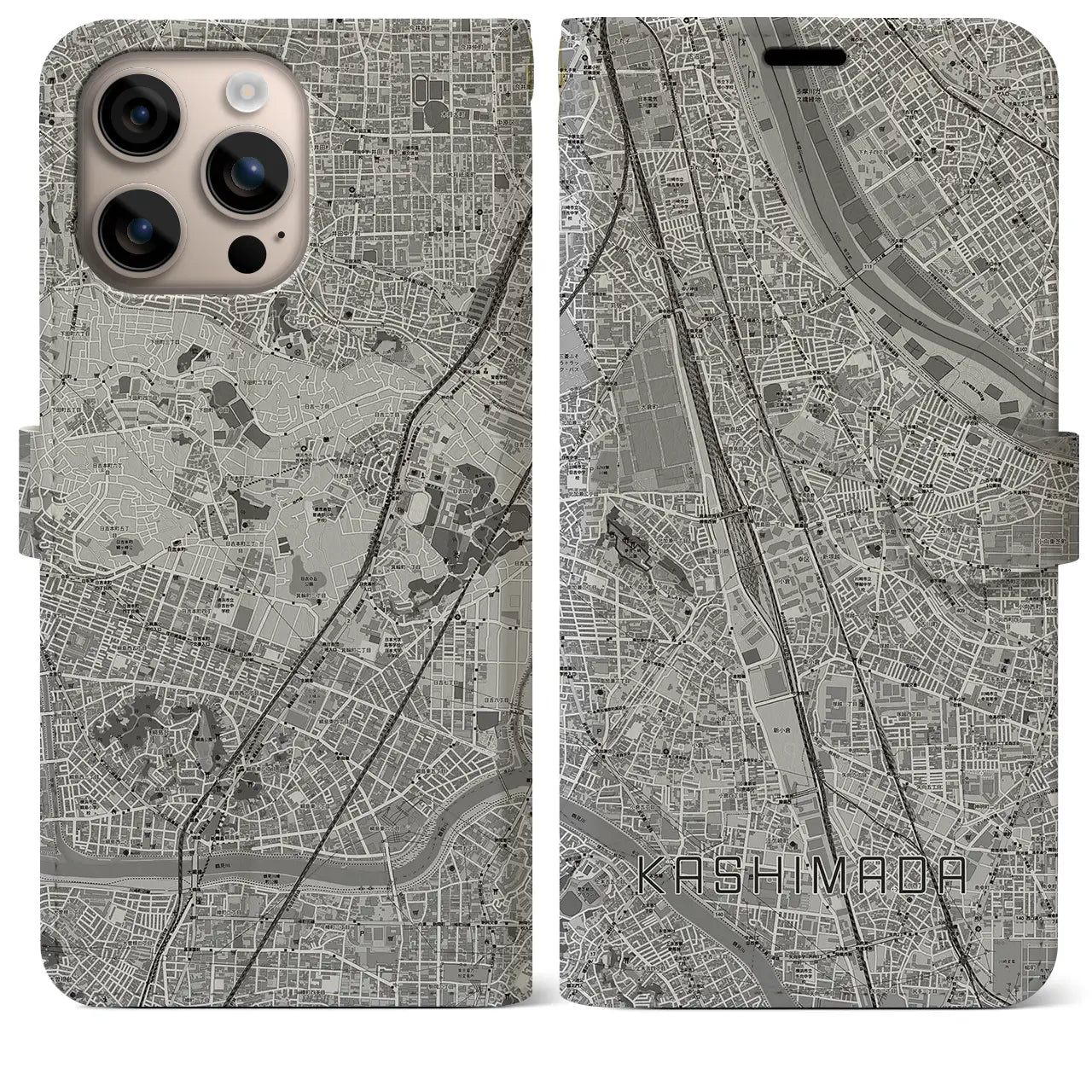 【鹿島田(神奈川県)】地図柄iPhoneケース(手帳タイプ)