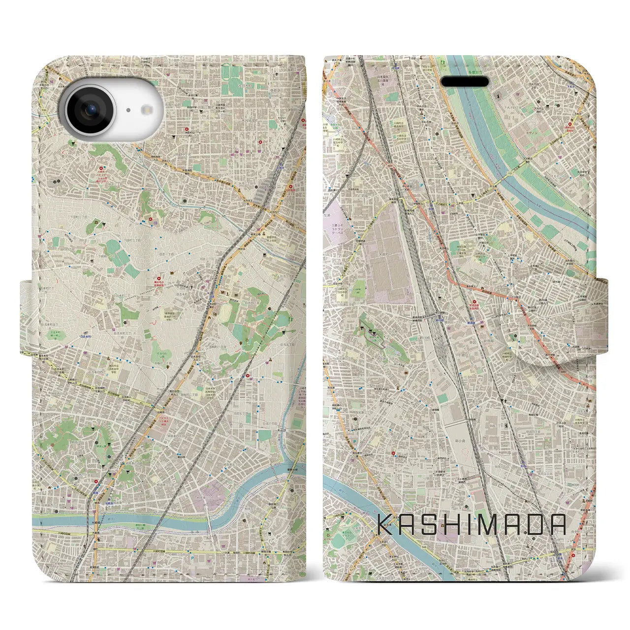 【鹿島田(神奈川県)】地図柄iPhoneケース(手帳タイプ)