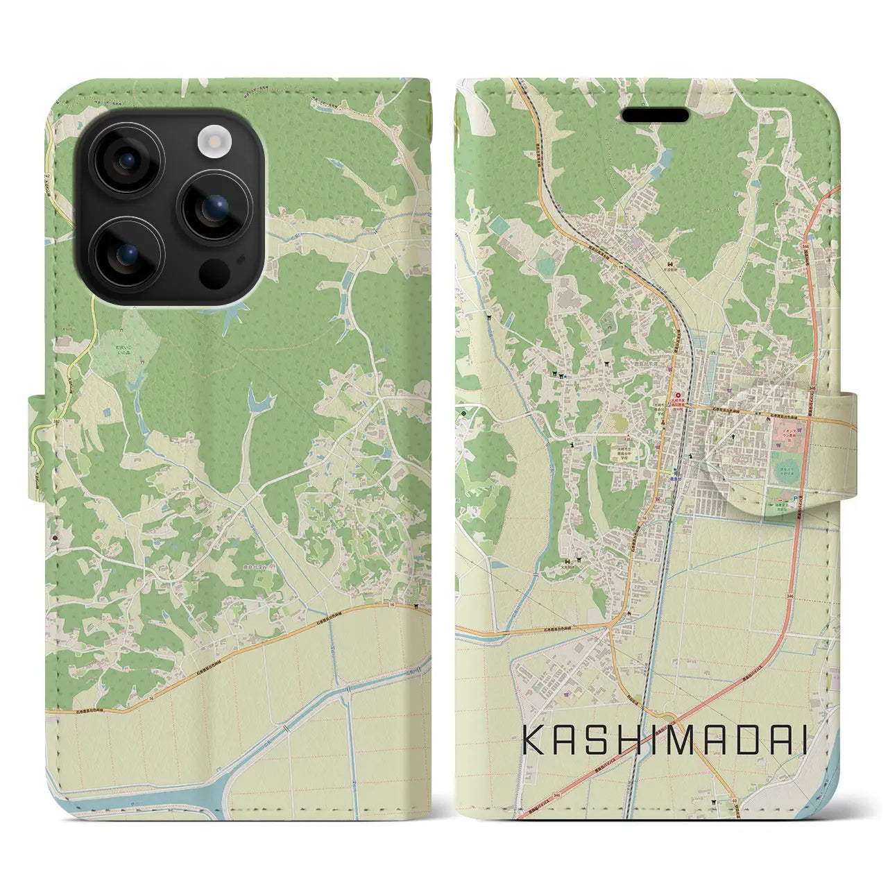 【鹿島台(宮城県)】地図柄iPhoneケース(手帳タイプ)ナチュラル・iPhone 16 用