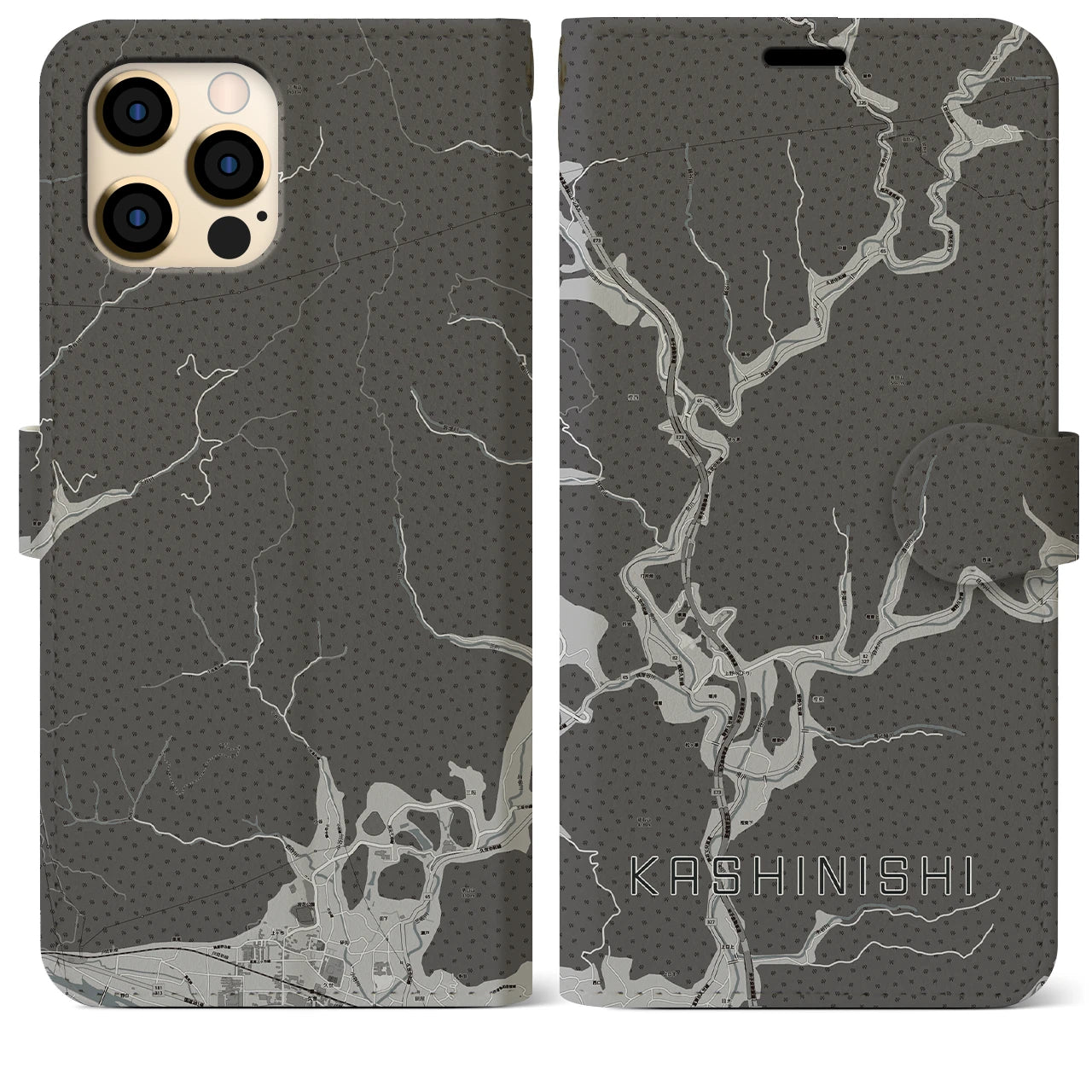 【樫西(岡山県)】地図柄iPhoneケース(手帳タイプ)