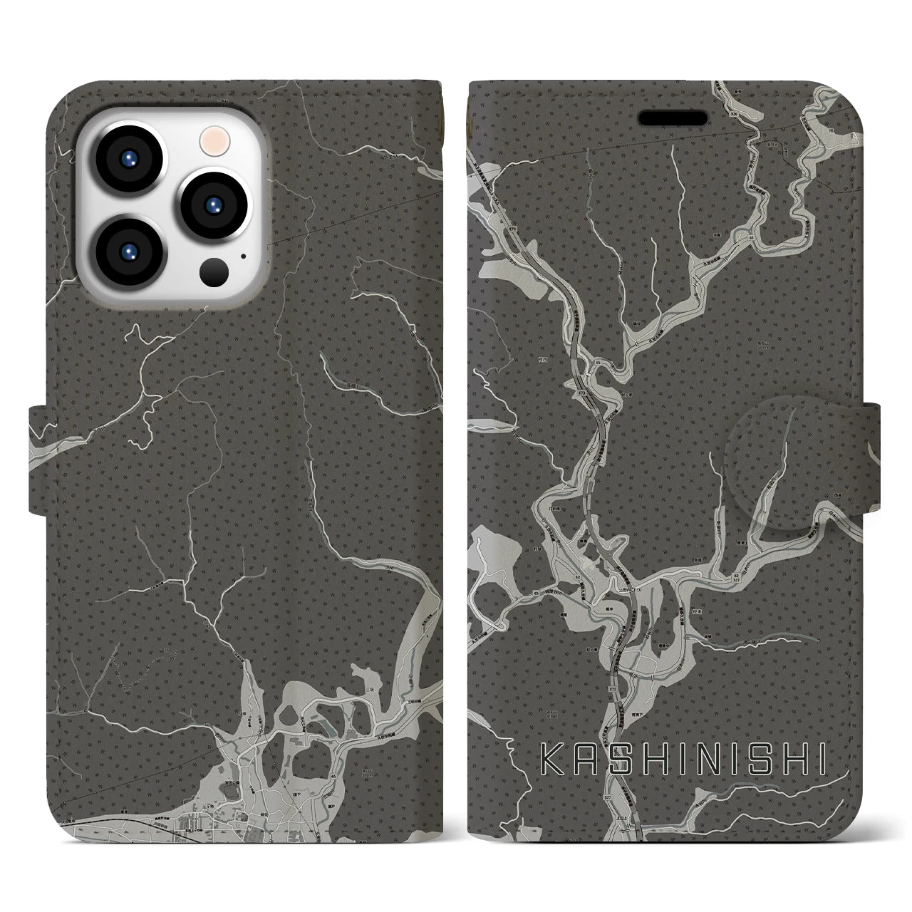 【樫西(岡山県)】地図柄iPhoneケース(手帳タイプ)