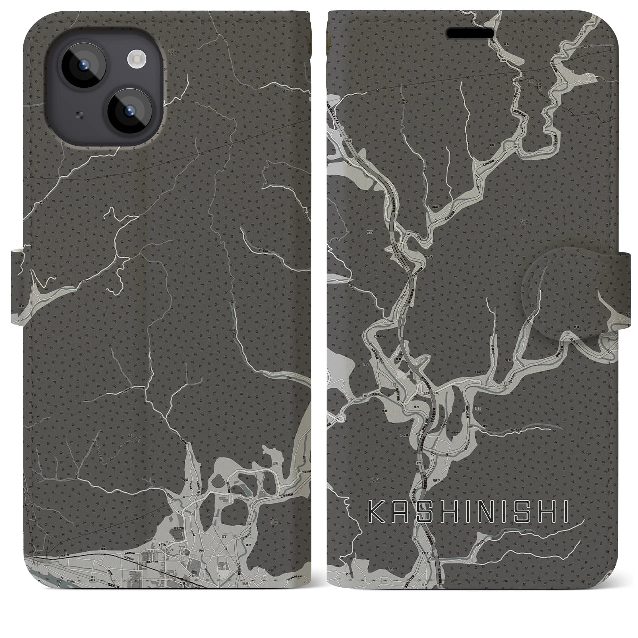 【樫西(岡山県)】地図柄iPhoneケース(手帳タイプ)