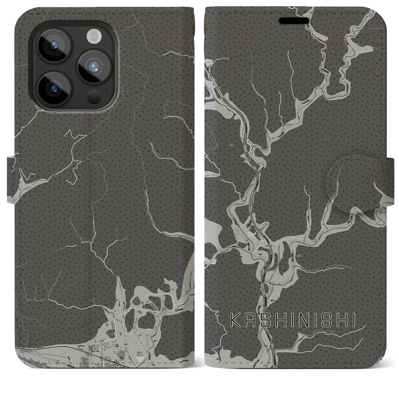 【樫西(岡山県)】地図柄iPhoneケース(手帳タイプ)