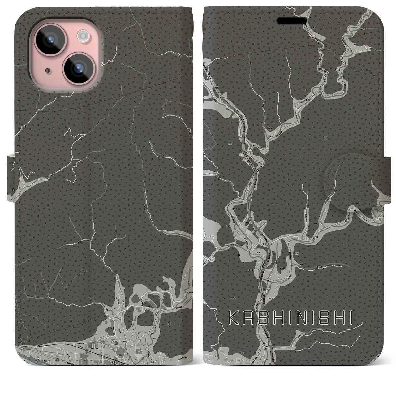 【樫西(岡山県)】地図柄iPhoneケース(手帳タイプ)