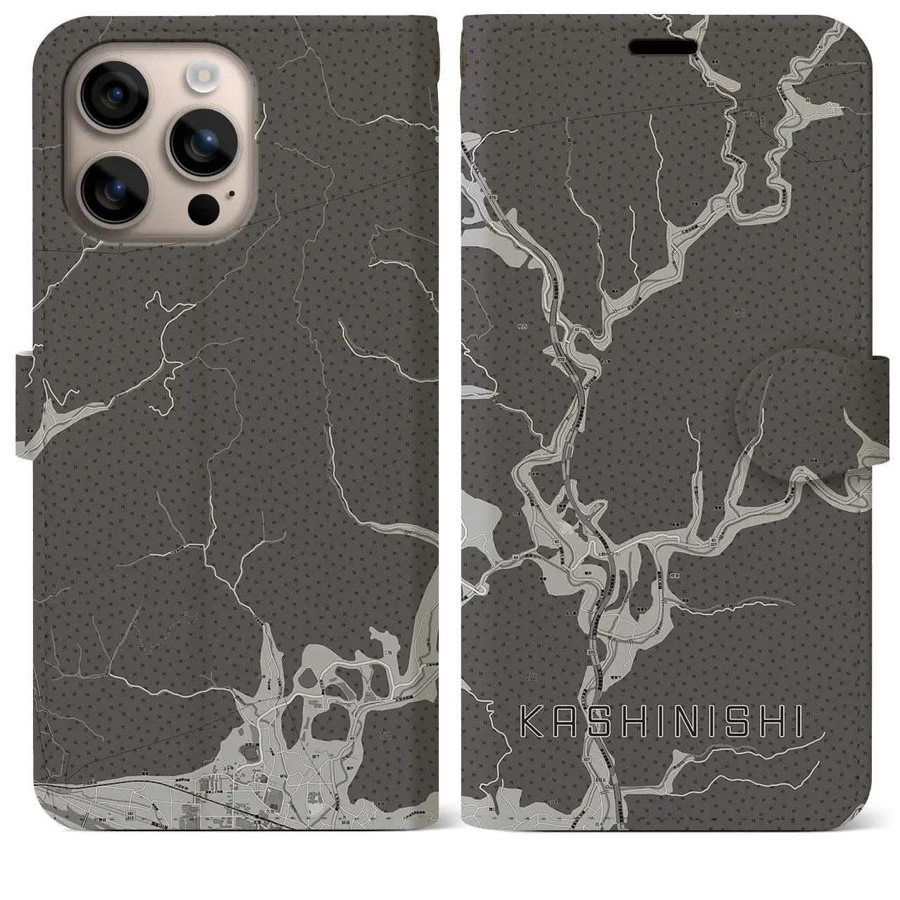 【樫西(岡山県)】地図柄iPhoneケース(手帳タイプ)