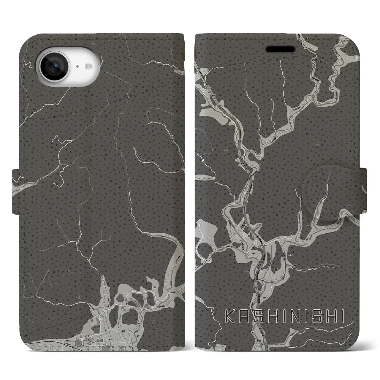 【樫西(岡山県)】地図柄iPhoneケース(手帳タイプ)