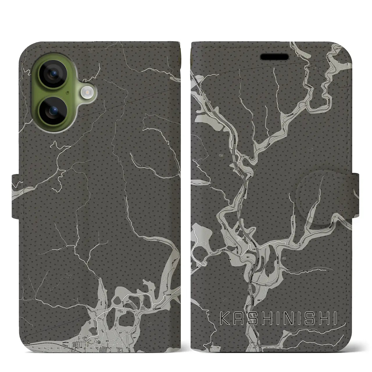 【樫西(岡山県)】地図柄iPhoneケース(手帳タイプ)