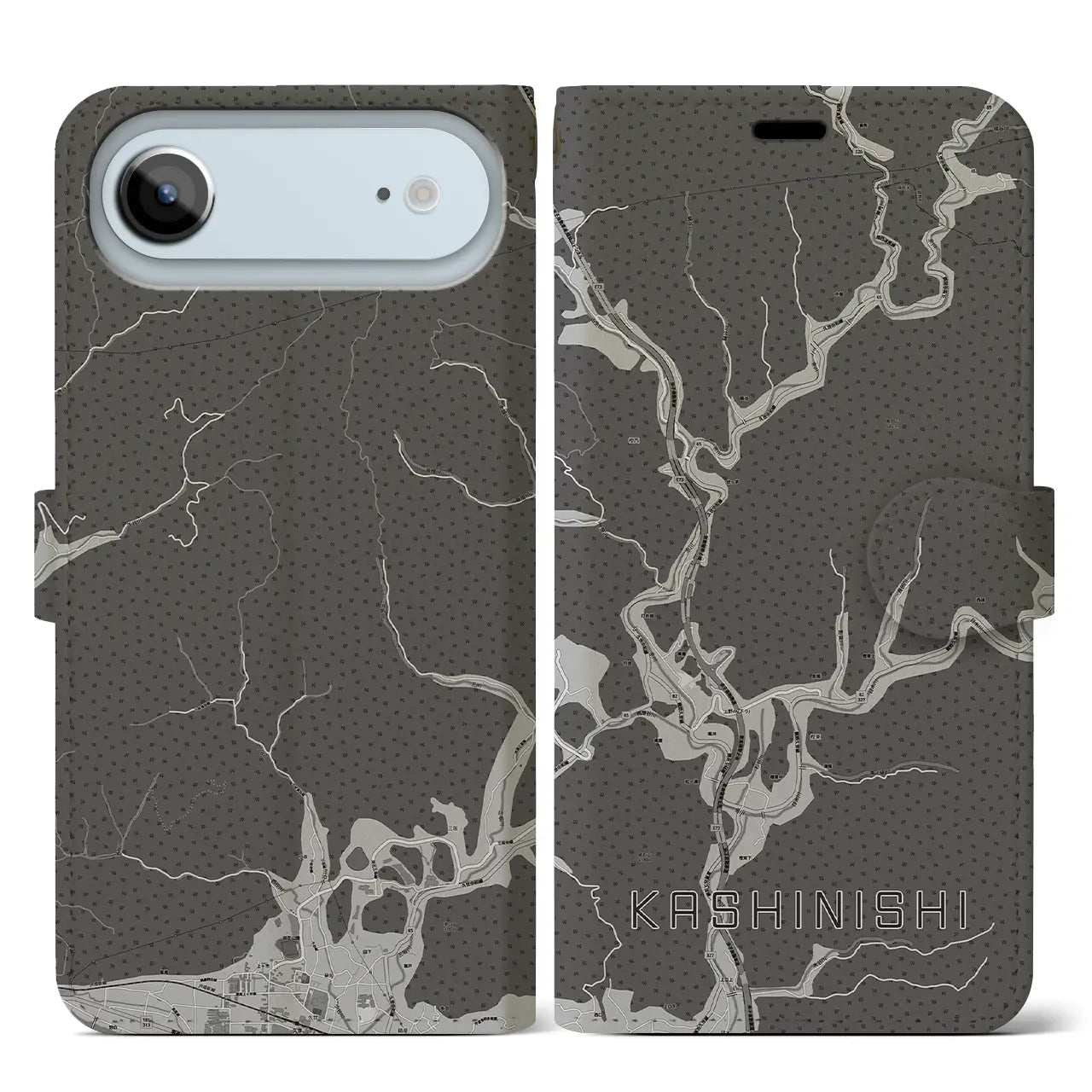 【樫西(岡山県)】地図柄iPhoneケース(手帳タイプ)