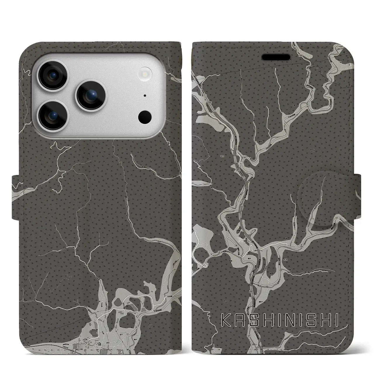 【樫西(岡山県)】地図柄iPhoneケース(手帳タイプ)