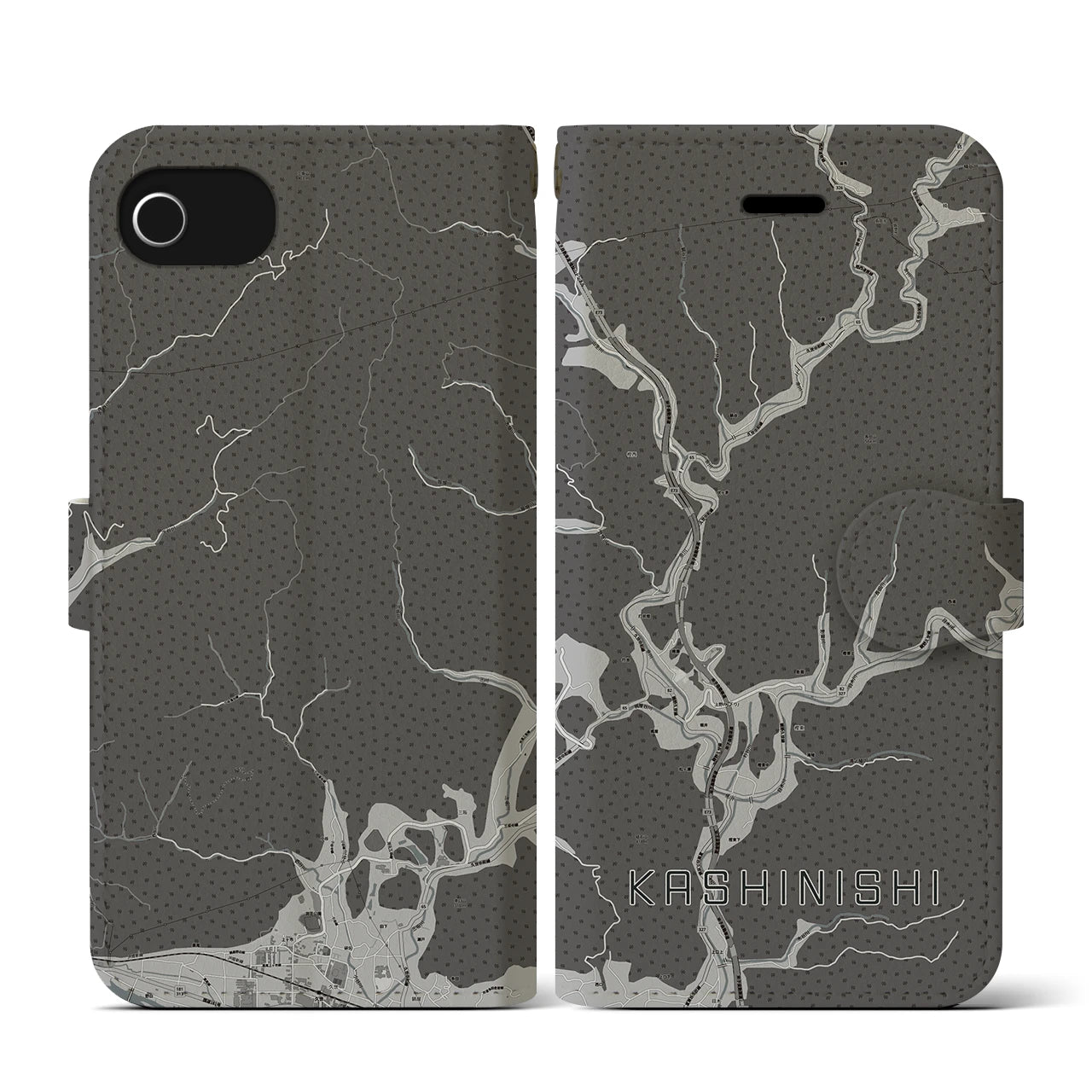 【樫西(岡山県)】地図柄iPhoneケース(手帳タイプ)