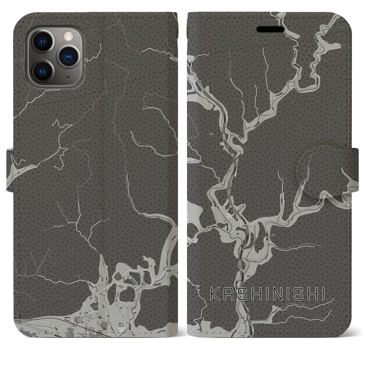 【樫西(岡山県)】地図柄iPhoneケース(手帳タイプ)