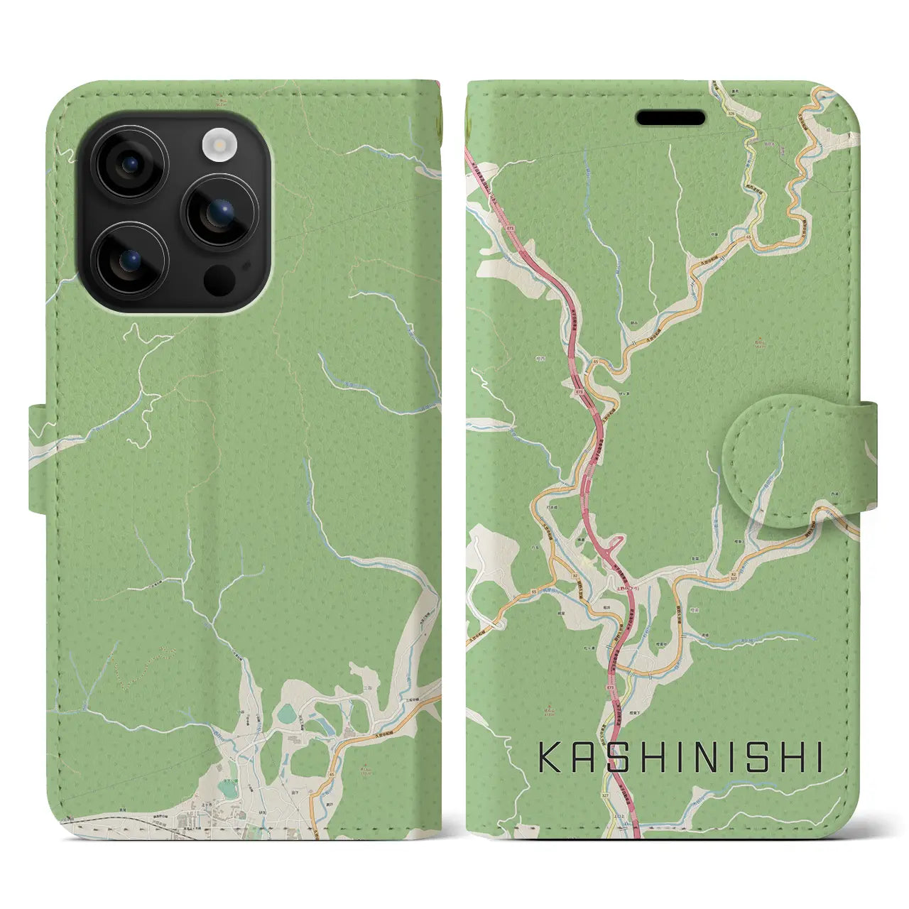【樫西(岡山県)】地図柄iPhoneケース(手帳タイプ)ナチュラル・iPhone 16 用
