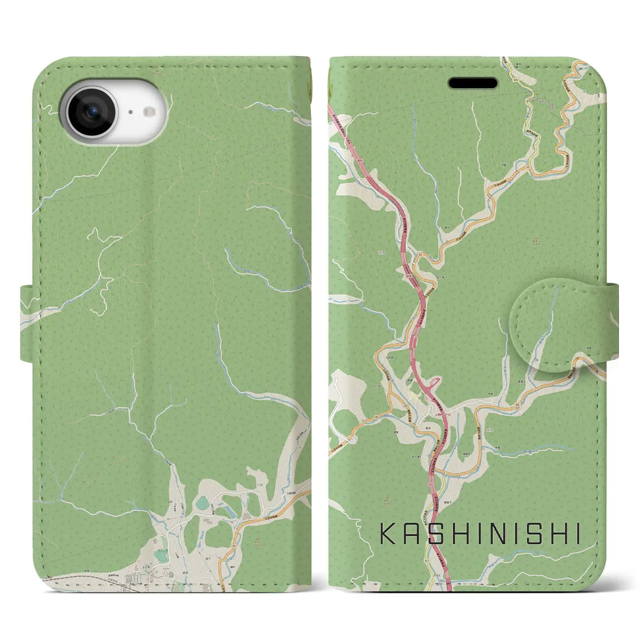 【樫西(岡山県)】地図柄iPhoneケース(手帳タイプ)