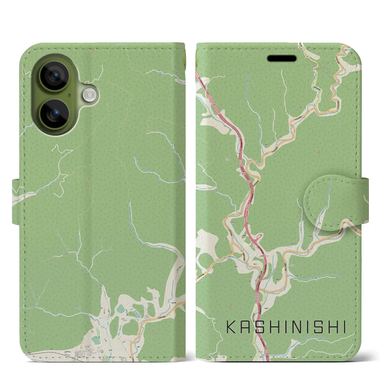 【樫西(岡山県)】地図柄iPhoneケース(手帳タイプ)