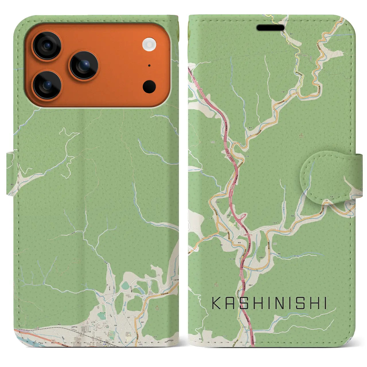 【樫西(岡山県)】地図柄iPhoneケース(手帳タイプ)