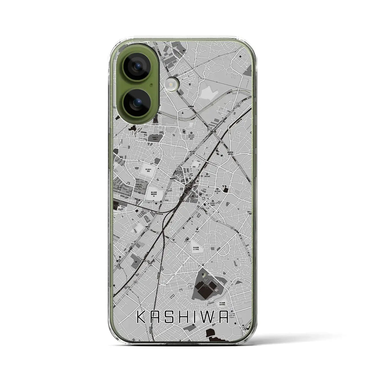 【柏(千葉県)】地図柄iPhoneケース(クリアタイプ)モノトーン・iPhone 17 Pro Max 用