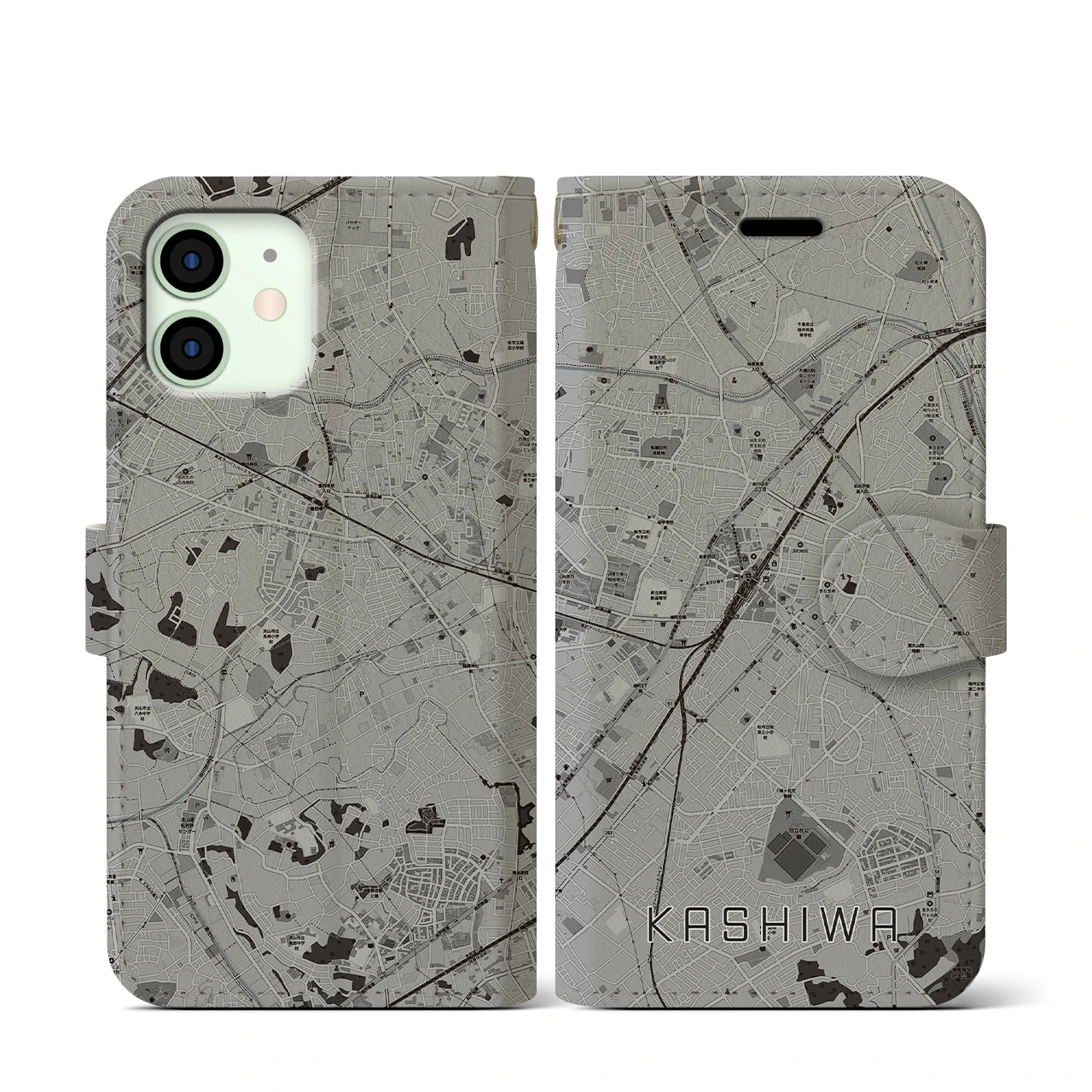 【柏(千葉県)】地図柄iPhoneケース(手帳タイプ)