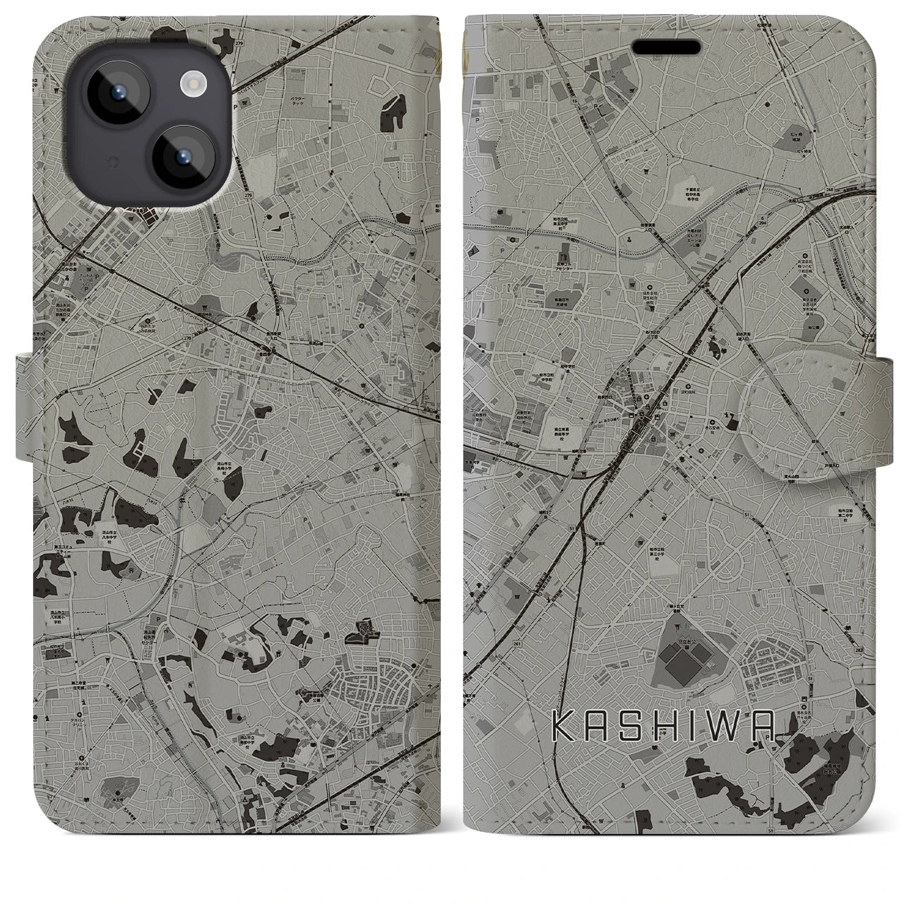 【柏(千葉県)】地図柄iPhoneケース(手帳タイプ)