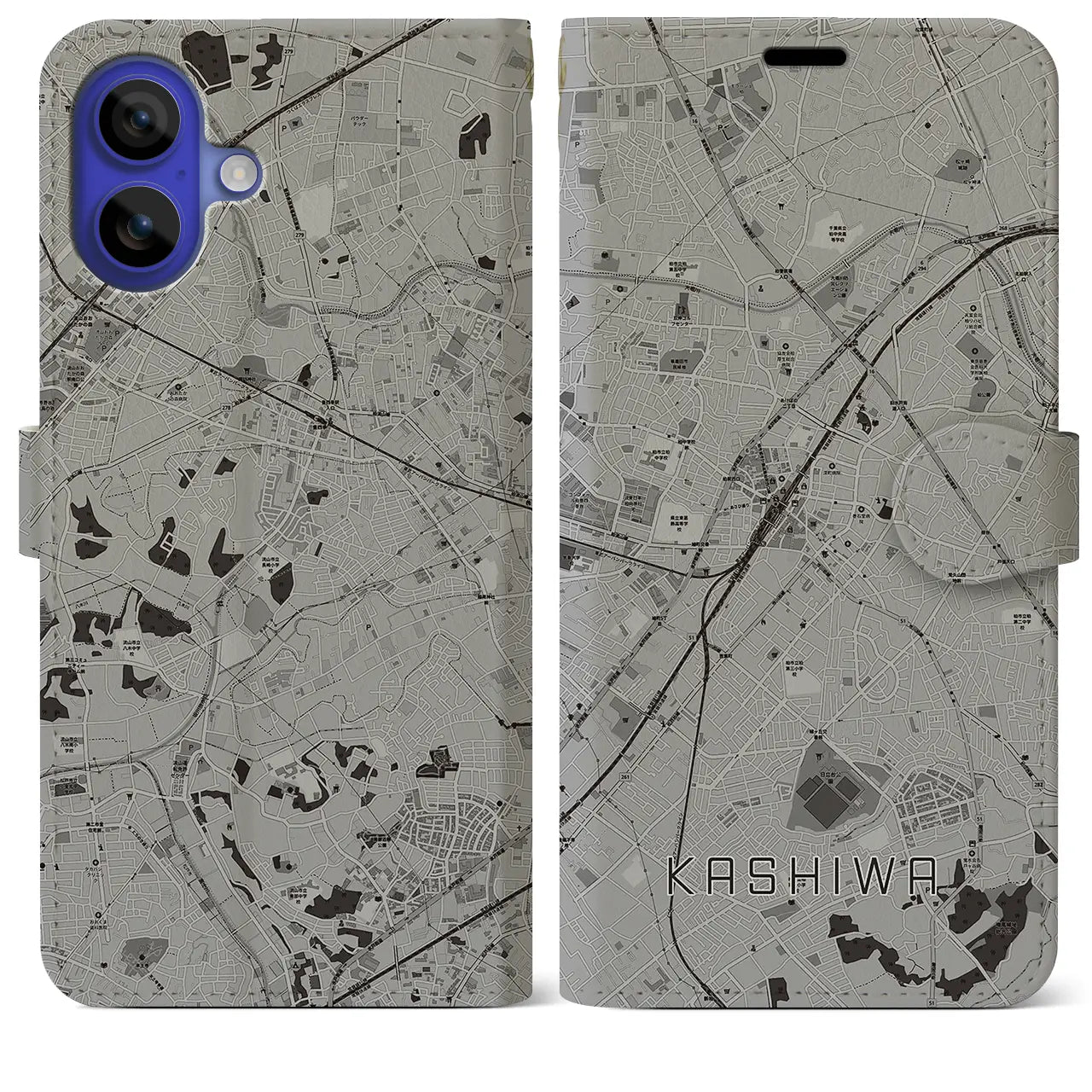 【柏(千葉県)】地図柄iPhoneケース(手帳タイプ)