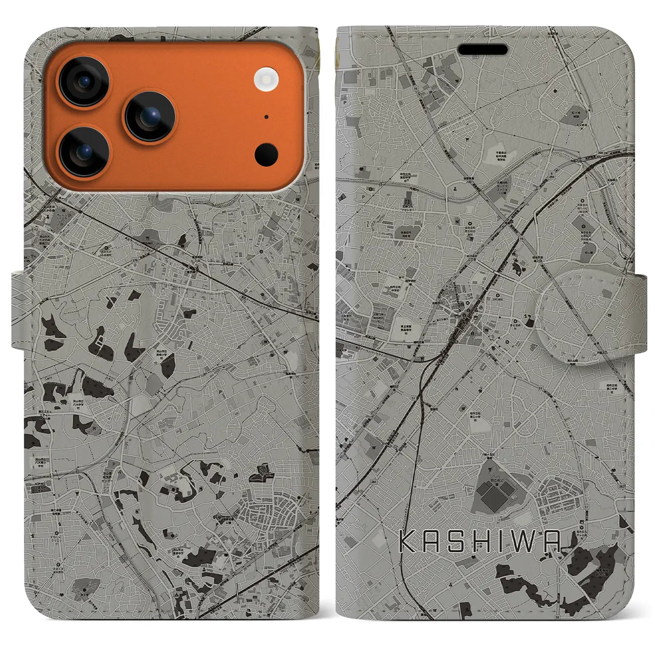 【柏(千葉県)】地図柄iPhoneケース(手帳タイプ)