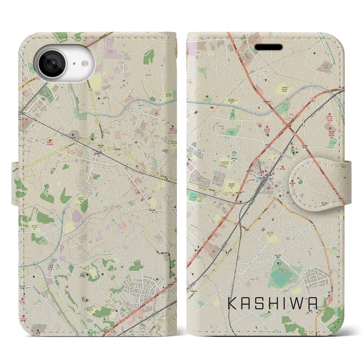 【柏(千葉県)】地図柄iPhoneケース(手帳タイプ)