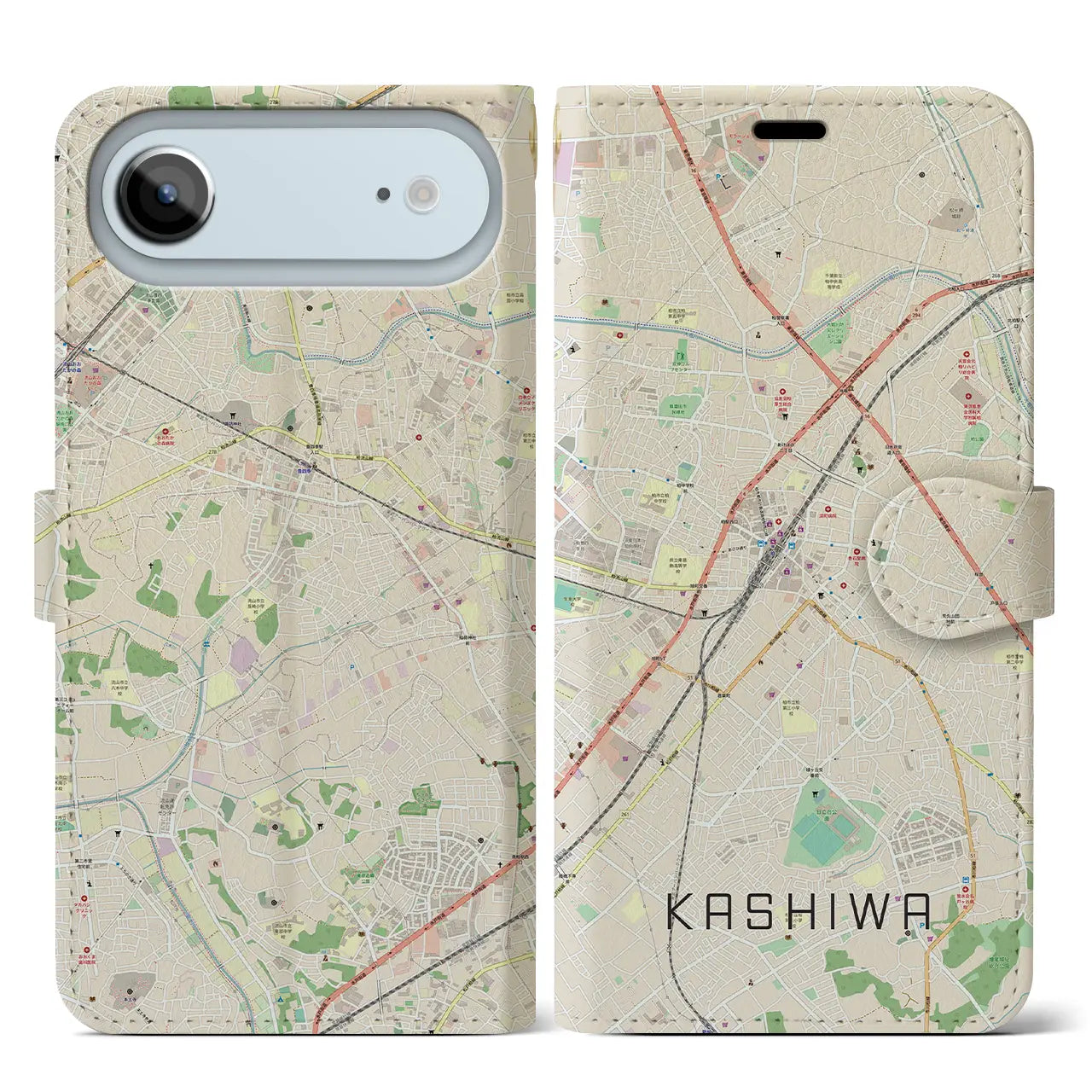 【柏(千葉県)】地図柄iPhoneケース(手帳タイプ)